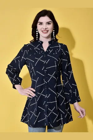 FUTURO REMOTO GIOIELLI Women Geometric Printed Mandarin Collar Shirt Style Top