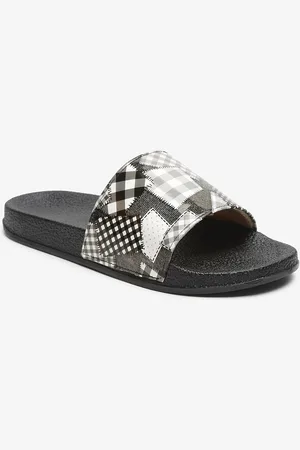 Misto Women Black & White Printed Sliders