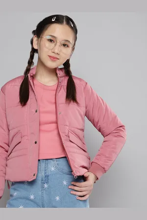 M&H Girls Dusty Pink Solid Padded Jacket