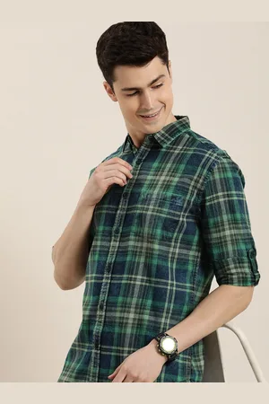 HERE&NOW Pure Cotton Slim Fit Checked Casual Shirt
