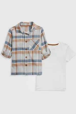 Mothercare Boys Pure Cotton Checked Shirt & T-Shirt Set