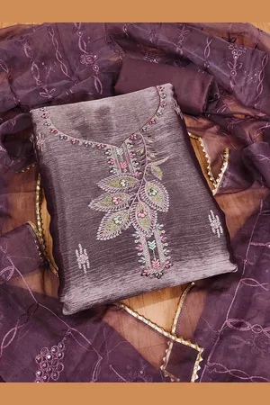 KIMISHA Embroidered Silk Chiffon Unstitched Dress Material