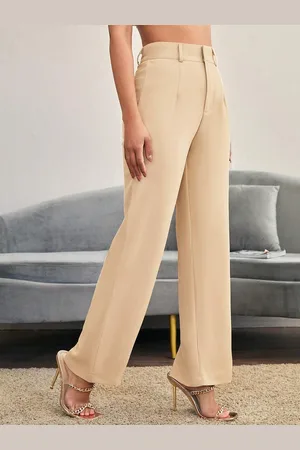 Chemistry Women Relaxed Straight Leg Flared High-Rise Trousers