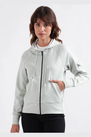 Elle Women Solid Hood Front-Open Sweatshirt
