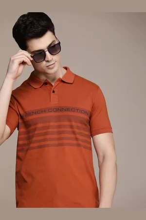 French Connection Printed Polo Collar Pure Cotton T-shirt
