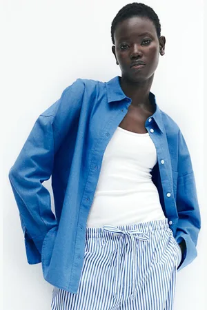 H&M Oversized Linen-Blend Shirt