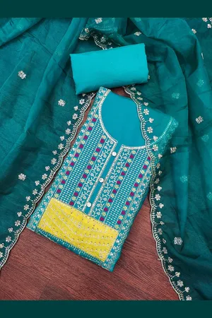 MANVAA Embellished Unstitched Dress Material