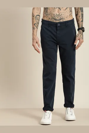HERE&NOW Men Mid-Rise Tapered Fit Chinos Trousers