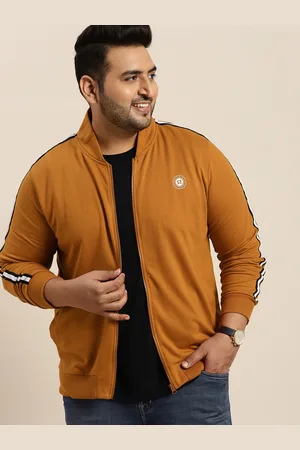 Sztori Men Plus Size Mustard Brown Solid Sweatshirt