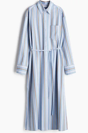 H&M Tie-Belt Shirt Collar Striped Maxi length Dress