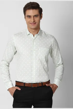Peter England Men Green Slim Fit Printed Formal Shirt