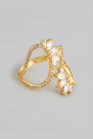 DressBerry Women Stone-Studded Floral-Shaped Adjustable Finger Ring