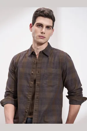 Highlander Men Slim Fit Opaque Checked Casual Shirt