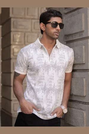 Powerlook Men Abstract Printed Polo Collar T-shirt