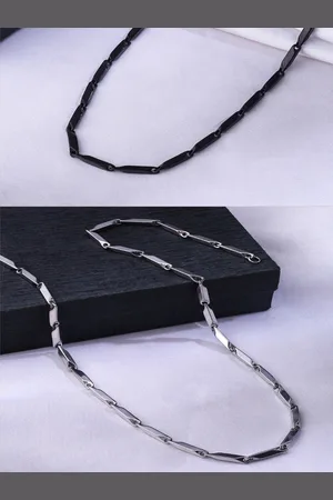 NVR Men Set of 2 Silver-Plated Stainless Steel Bohemian Chains
