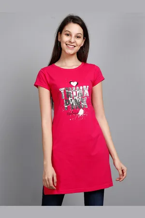 Fleximaa Women Pink Printed Longline Top