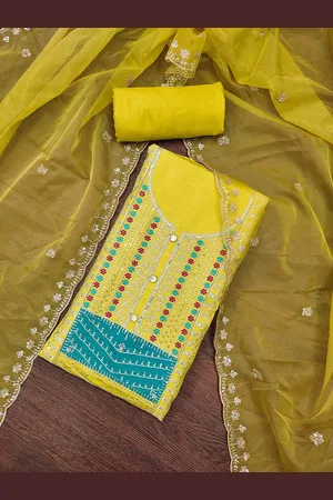 MANVAA Embellished Unstitched Dress Material