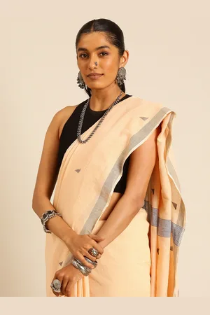 Taavi Handloom Woven Buti Cotton Jamdani Saree