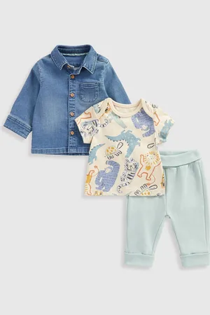 Mothercare Boys Printed T-shirt and Shirt with Trousers
