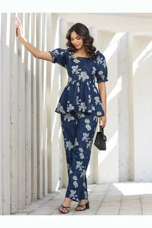 Moda Rapido Printed Square-Neck Top With Trousers Co-Ords