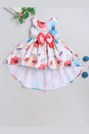 MANY FROCKS & Girls Floral Printed Sleeveless Fit & Flare Satin Dress