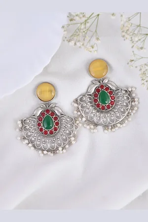 Dastoor Gold Plated Artificial Stones Chandbalis