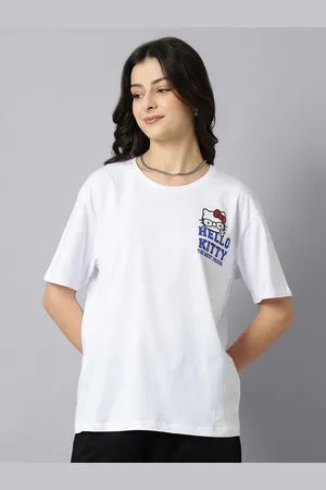 Free Authority Women Typography Printed Round Neck Cotton Oversized T-shirt