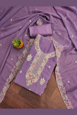 MANVAA Embellished Organza Unstitched Dress Material