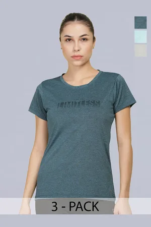 dollar Women Pack of 3 Microfiber Printed Anti Bacterial Sports T-Shirt