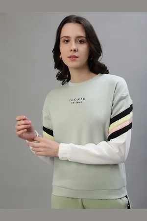 ICONIC Women Colourblocked Round Neck Pullover Sweatshirt