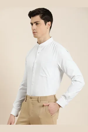 Invictus Men Slim Fit Band Collar Checked Semiformal Shirt