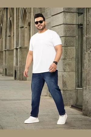 Sztori Men Plus Size Slim Tapered Fit Light Fade Stretchable Jeans