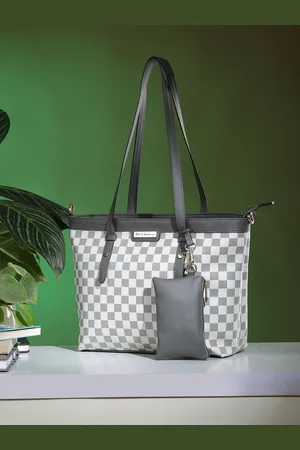 Mast & Harbour Checked Structured Tote Bag