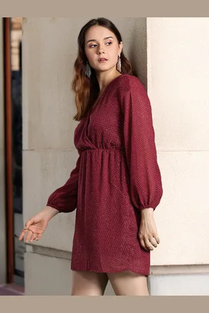 DressBerry Dobby Finish Puff Sleeve Mini Dress