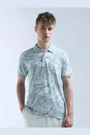 Flying Machine Men Floral Printed Polo Collar Cotton T-shirt
