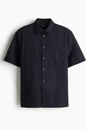 H&M Regular Fit Short-sleeved Linen-Blend Shirt