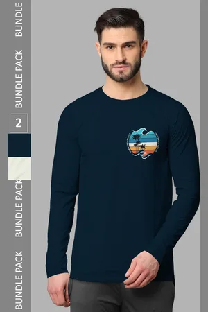 bullmer Pack Of 2 Printed Long Sleeves Round Neck T-shirt