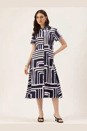 Amukti Abstract Printed Shirt Midi Dress