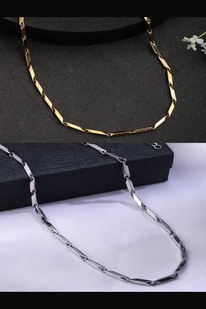 NVR Men Set of 2 Gold & Silver-Plated Stainless Steel Bohemian Chains