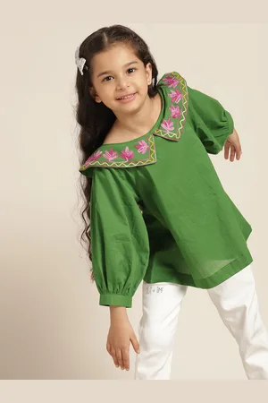 Sangria Girls Pure Cotton Over the Board Collar Longline A-Line Top