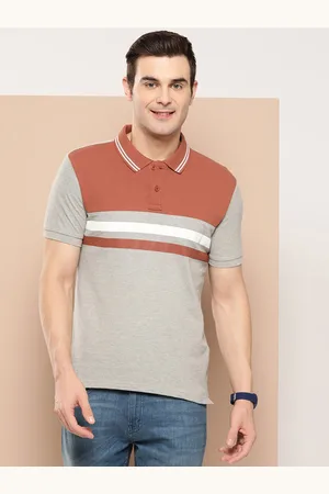 HERE&NOW Colourblocked Polo Collar Pure Cotton T-shirt