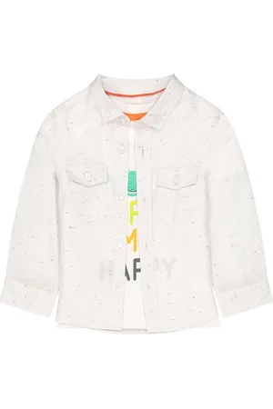 Mothercare Infants Boys Self Design Opaque Pure Cotton Casual Shirt With T-Shirt