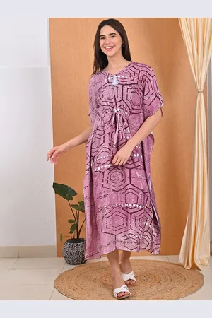 Goldstroms Ethnic Motifs Print Tie-Up Neck Satin A-Line Midi Dress