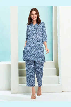 Moda Rapido Printed Three-Quarter Sleeves Top & Trousers Co-Ord Set