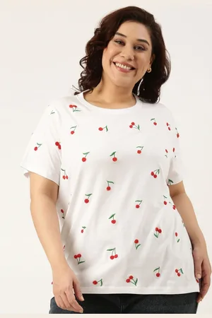 MARCA Bold Women Plus Size Conversational Printed Round Neck Cotton T-shirt