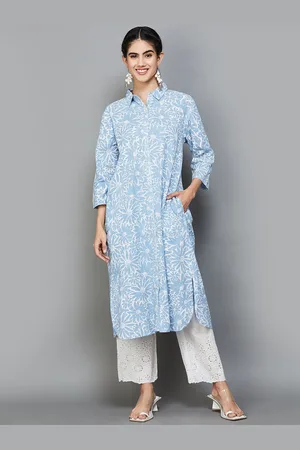 Lifestyle Geometric Striped Keyhole Neck Flared Sleeves Anarkali Kurta