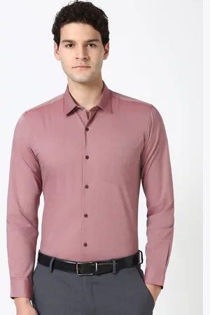 Peter England Men Spread Collar Solid Cotton Slim Fit Formal Shirt