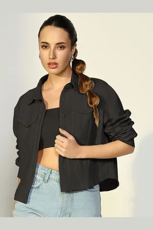 SHOWOFF Women Spread Collar Solid Cotton Casual Windcheater Tailored Jacket