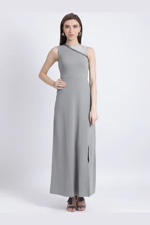 Kazo Women Grey Solid Maxi Dress
