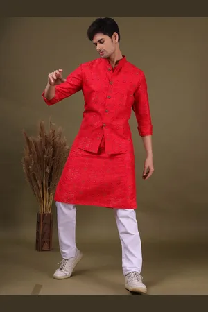 SHIWAM ETHNIX Ethnic Motifs Printed Mandarin Collar Straight Kurta With Pyjamas & Jacket